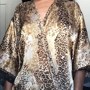 Cheetah Print gold silk rob